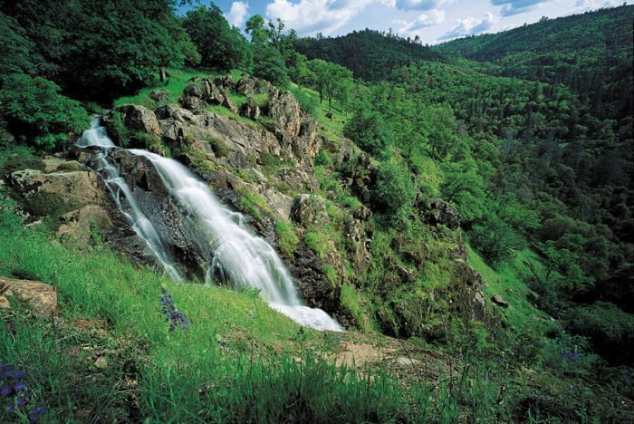 Spring waterfall, side canyon, American river