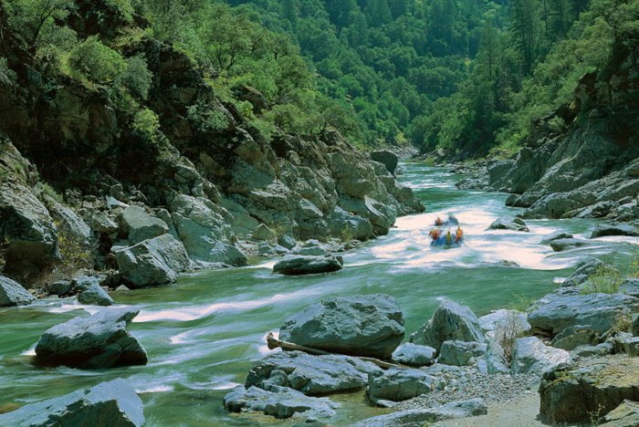 Polished white granite, North Fork American river rafting