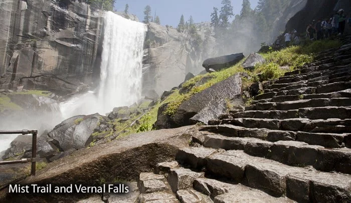 View of Vernal Falls from Mist Trail in Yosemite National Park