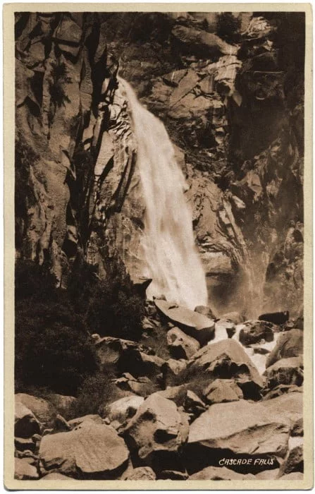 Vintage image of Cascade Falls in Yosemite